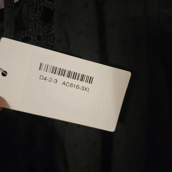 NWT Posh Shoppe Lace Mini Dress Women Size 3x Black Long Sleeve Deep V-Neck - Picture 5 of 9